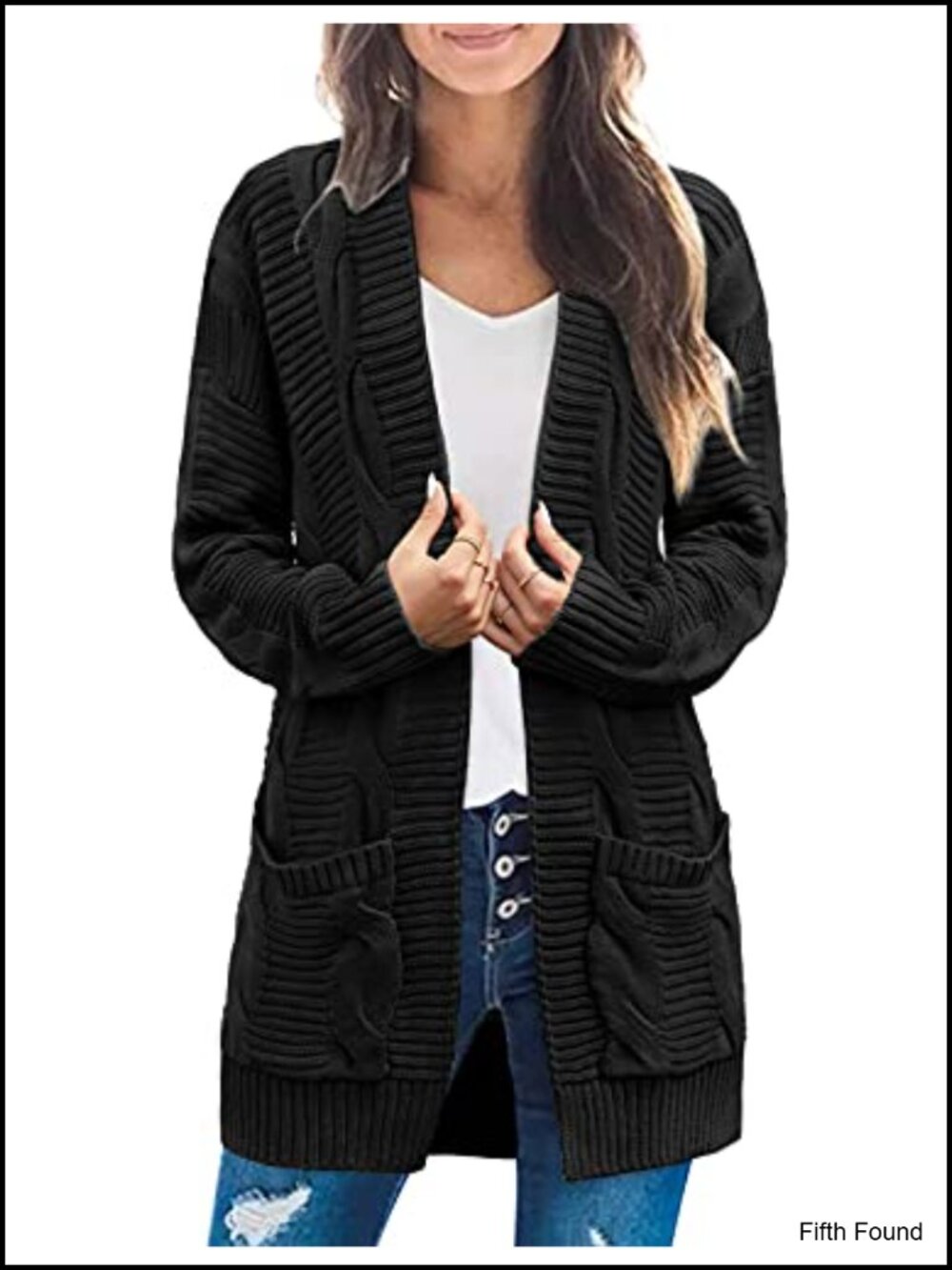 Cable Knit Open Front Cardigan Sweater Loose Chunky Long Sleeve